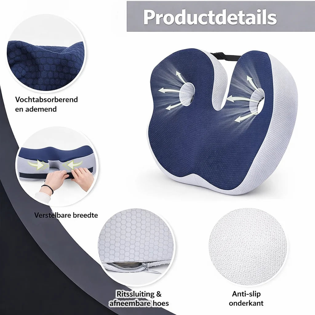 Seat Cushion Memory Foam Cut-Out Washable Cover