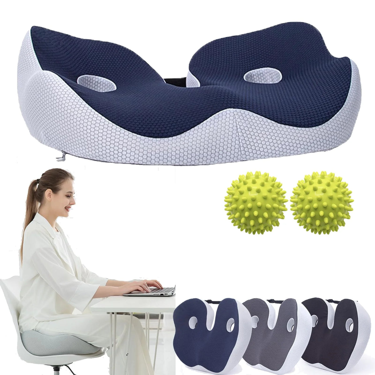 Seat Cushion Memory Foam Cut-Out Washable Cover
