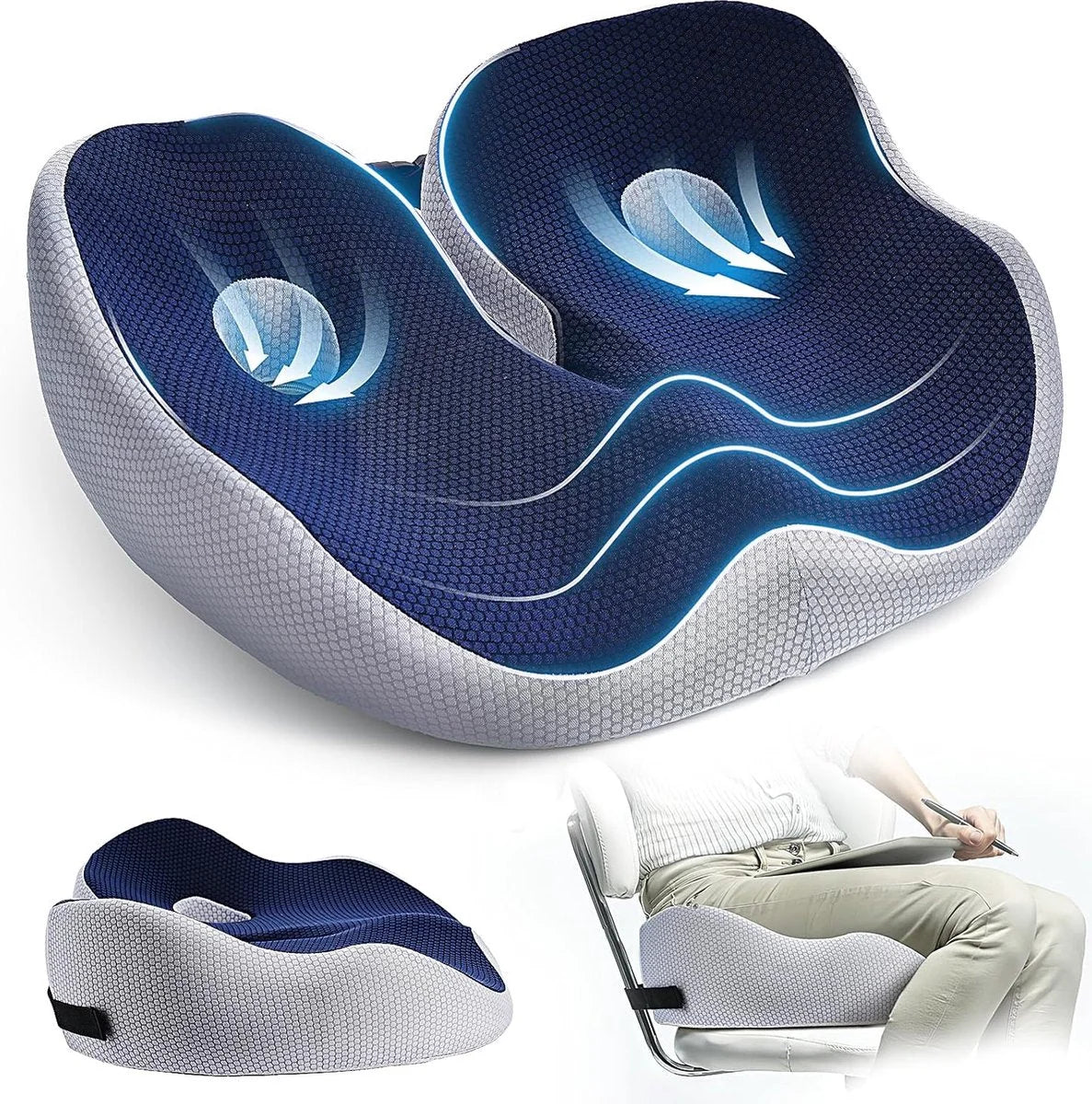 Seat Cushion Memory Foam Cut-Out Washable Cover