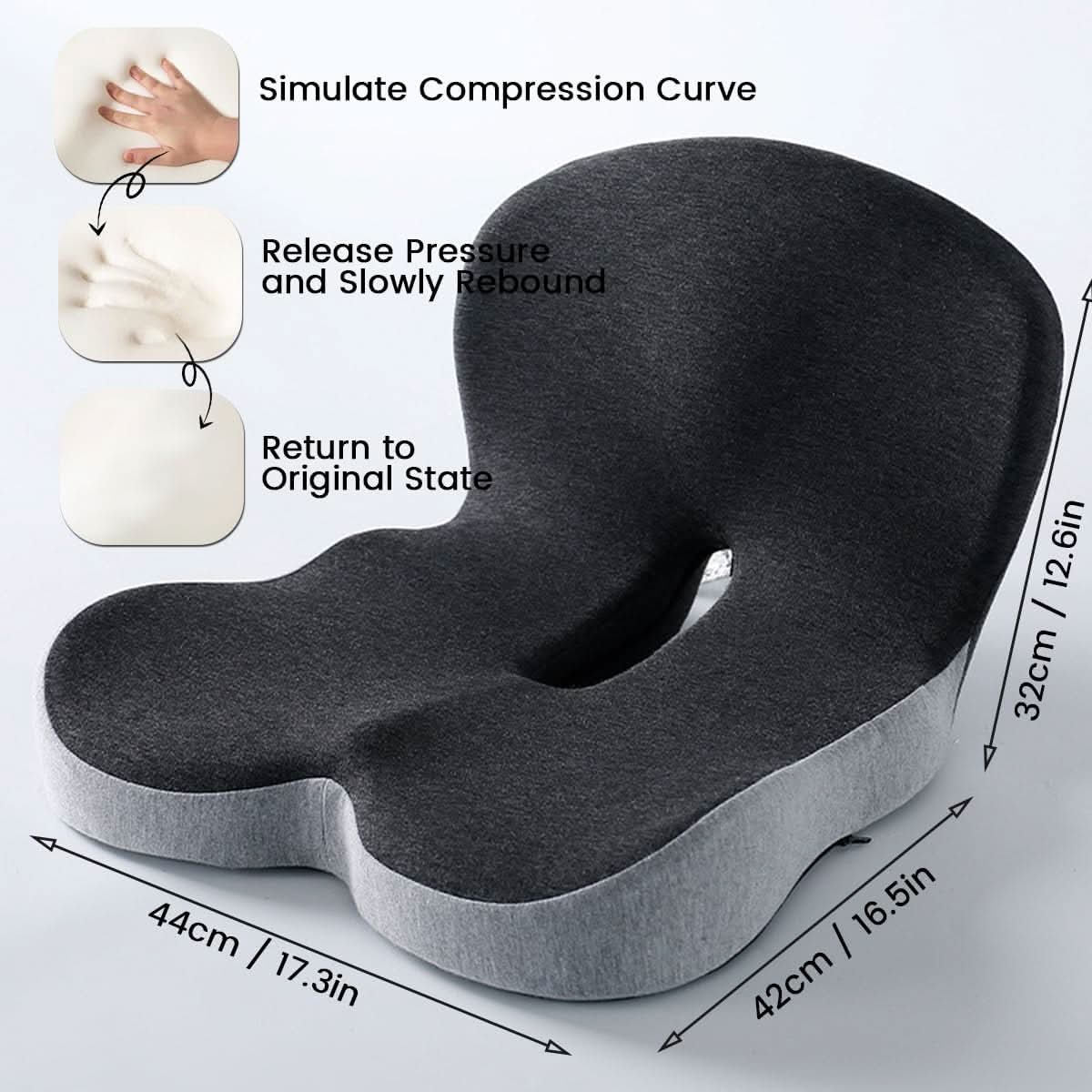 Seat Cushion Memory Foam Lumbar Support Removable Cover