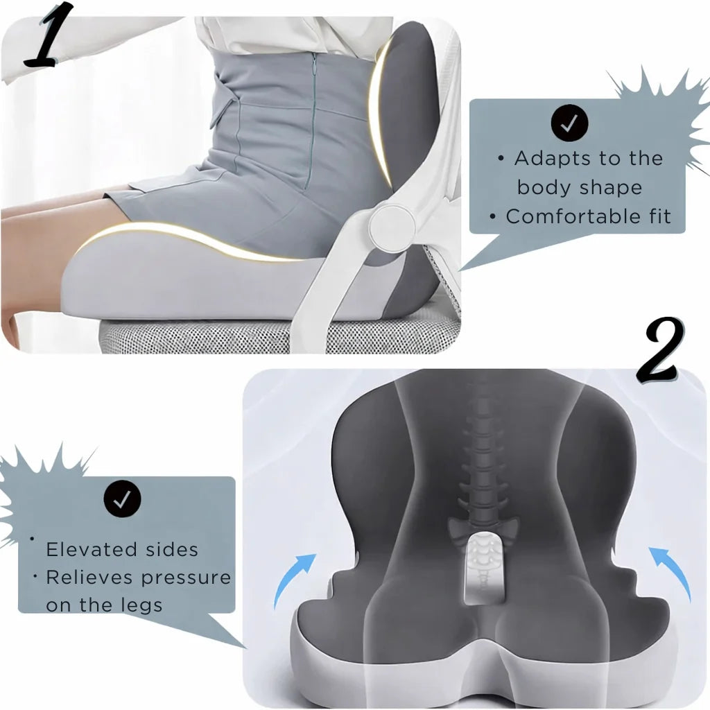 Seat Cushion Memory Foam Pressure-Relieving Non-Slip Bottom