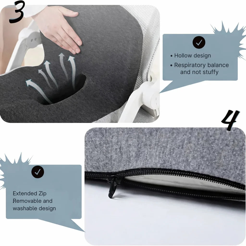 Seat Cushion Memory Foam Pressure-Relieving Non-Slip Bottom