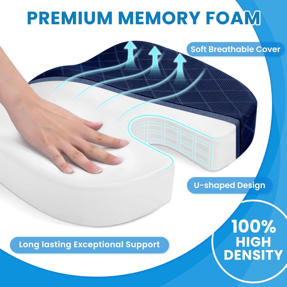 Seat Cushion Memory Foam Tailbone Support Car & Office