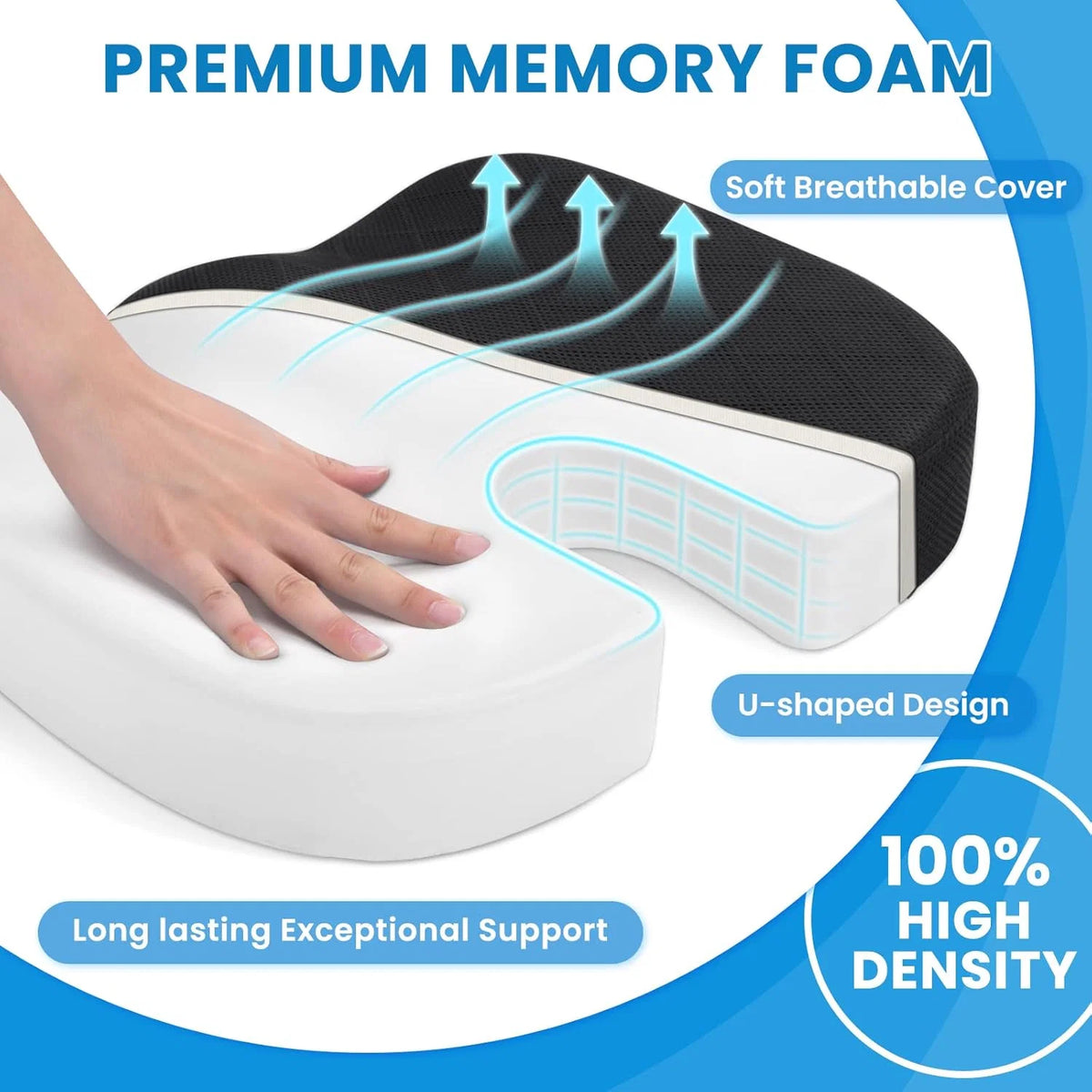 Seat Cushion Memory Foam Tailbone Support Car & Office