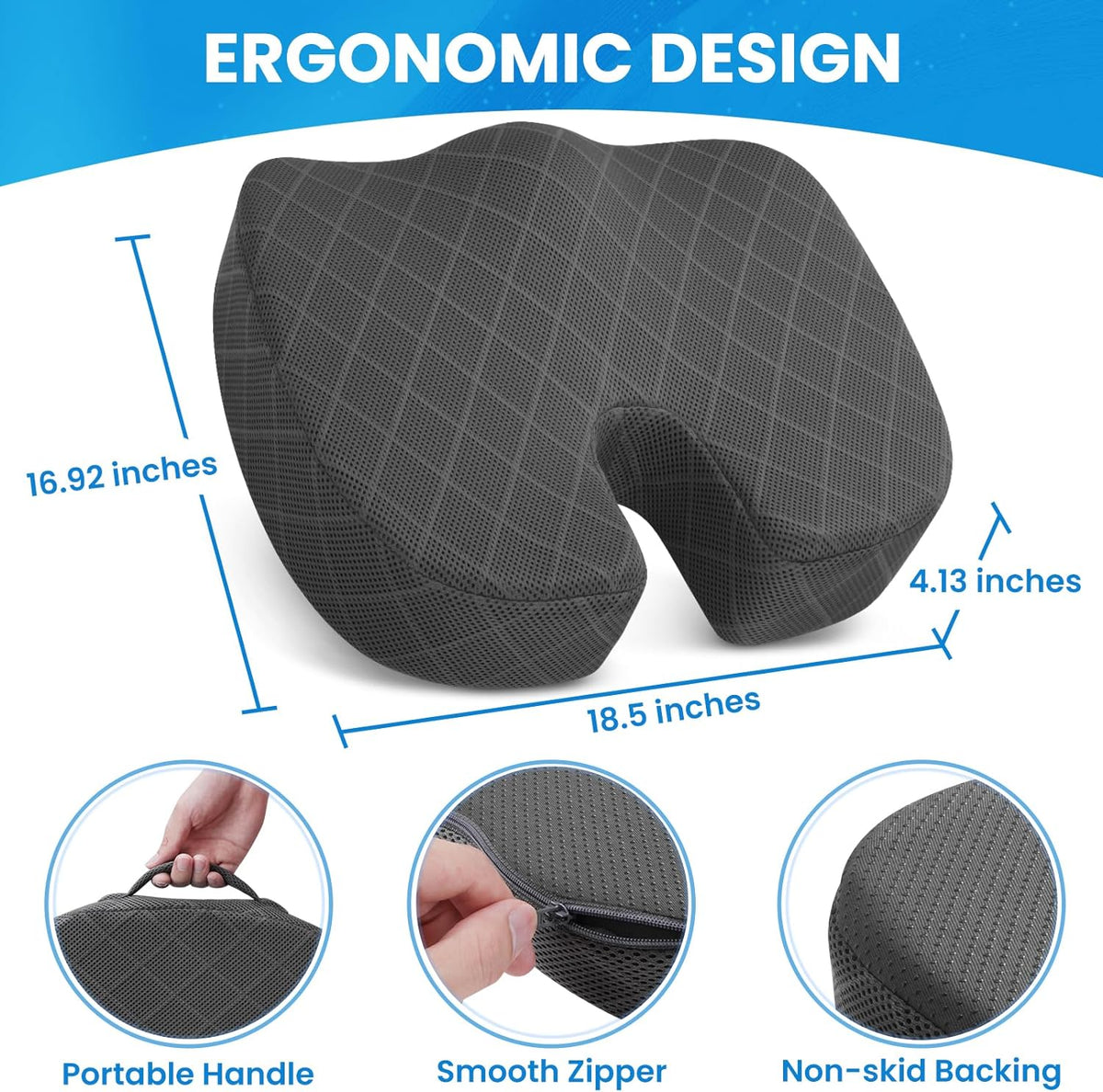 Seat Cushion Memory Foam Tailbone Support Car & Office