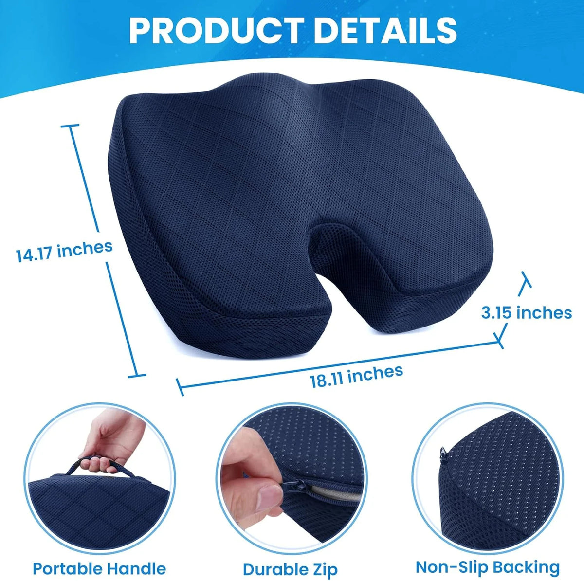 Seat Cushion Memory Foam Tailbone Support Car & Office