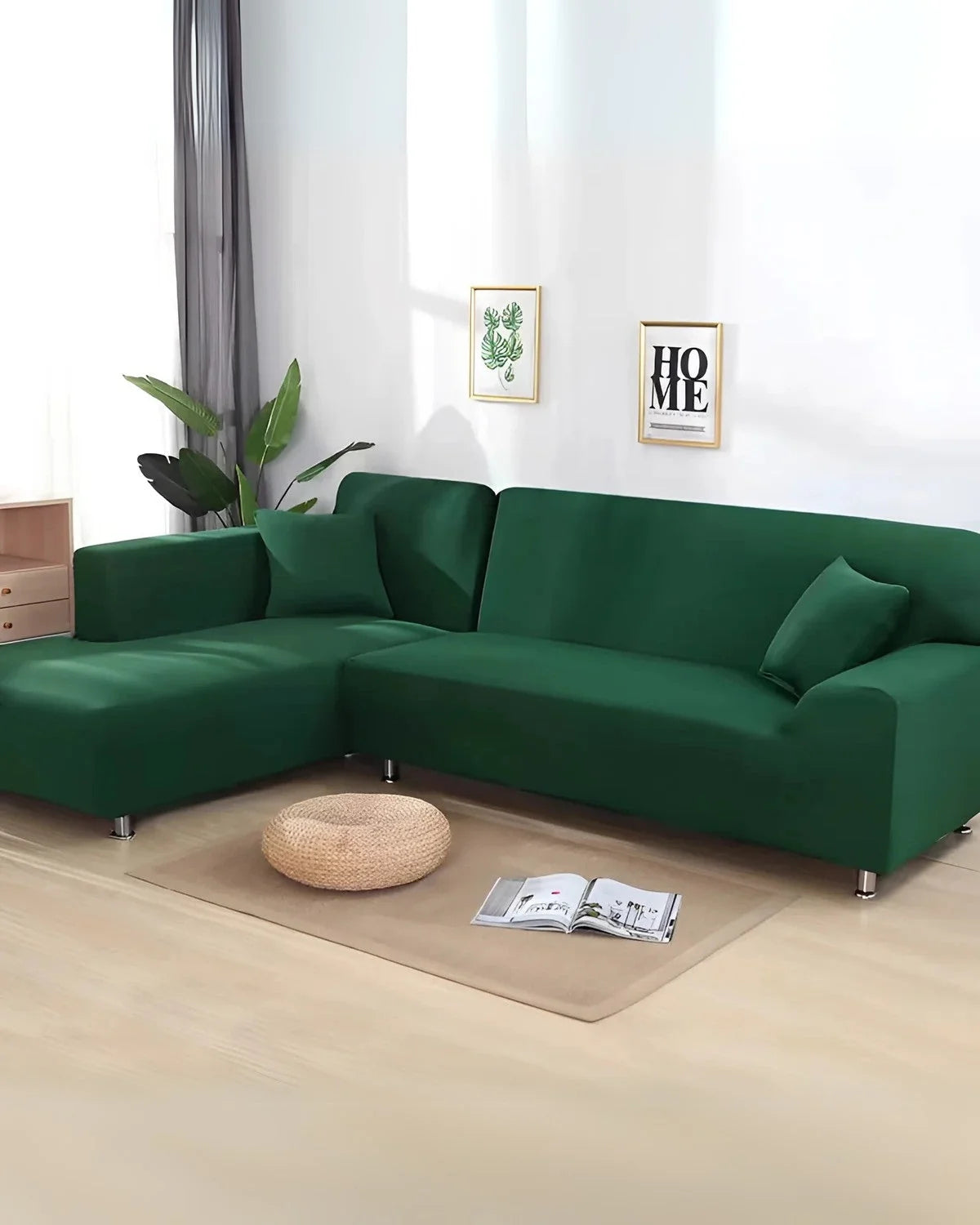 Sectional Sofa Cover Stretch Tailored Fit Polyester-Spandex Blend