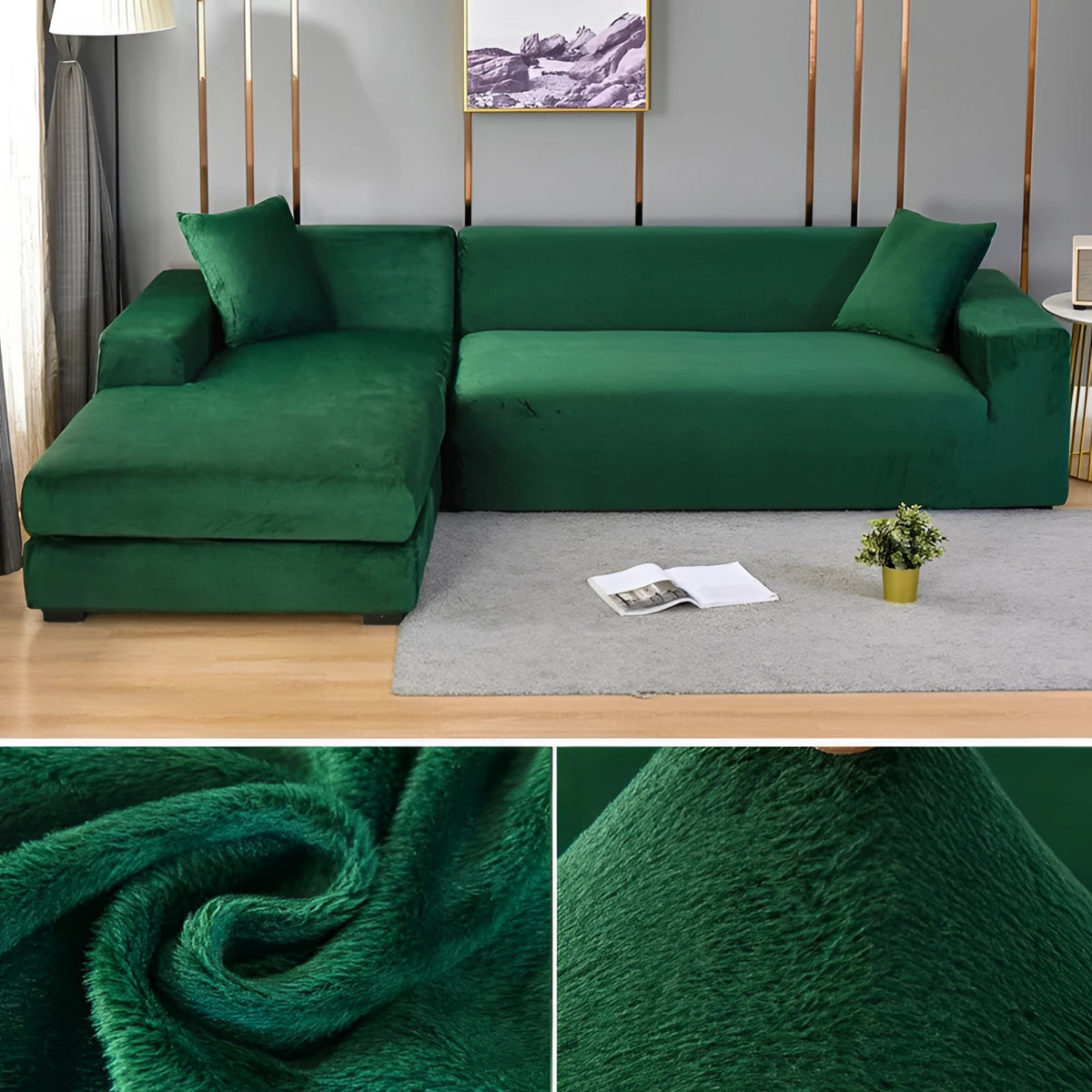 Sectional Sofa Cover Stretch Velvet Fits 1-4-Seater