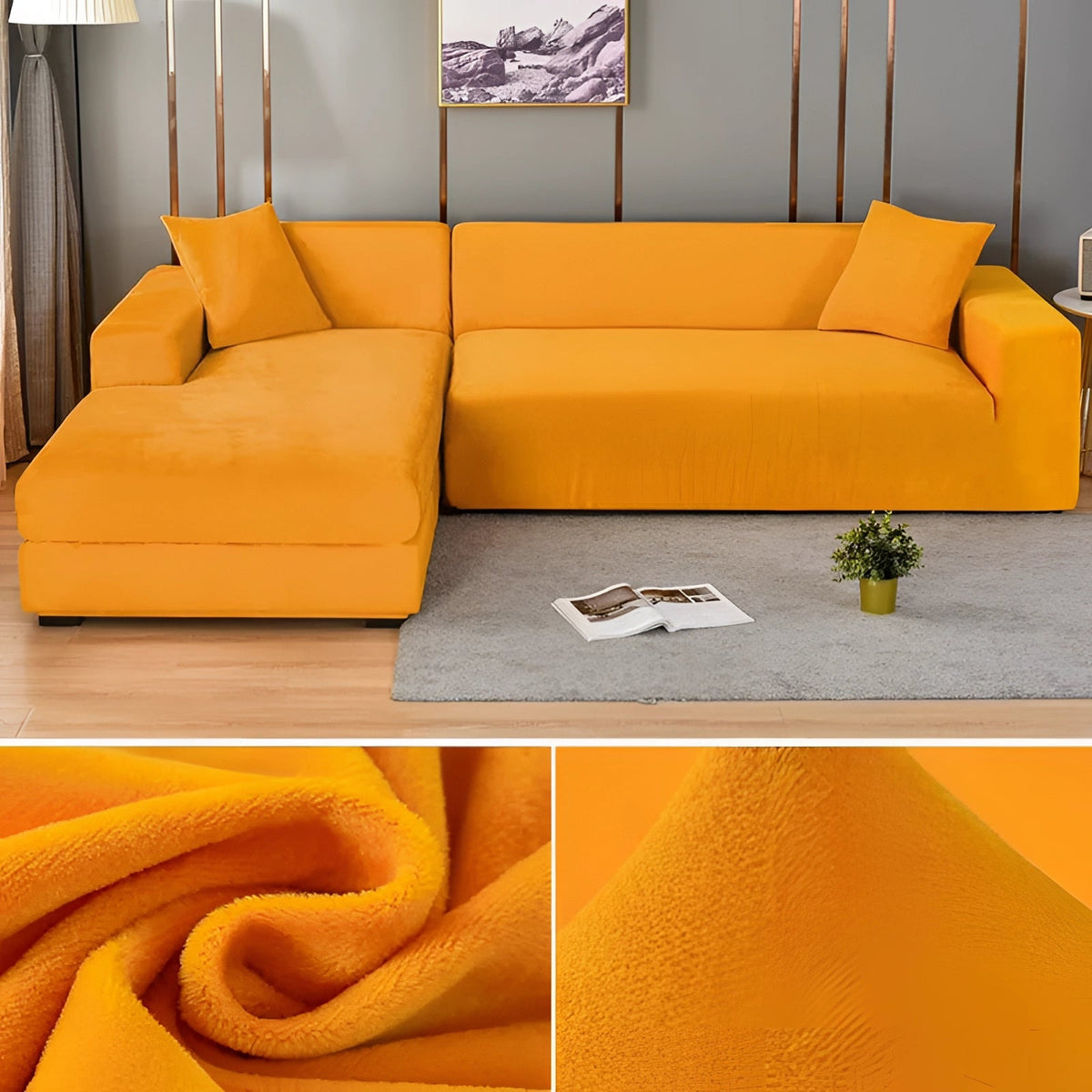 Sectional Sofa Cover Stretch Velvet Fits 1-4-Seater