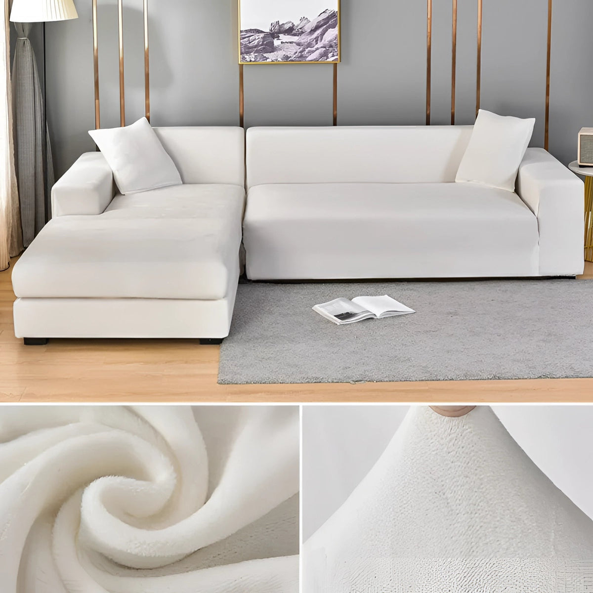 Sectional Sofa Cover Stretch Velvet Fits 1-4-Seater
