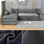 Sectional Sofa Cover Velvet-Look Stretch Fit Machine Washable