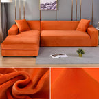 Sectional Sofa Cover Velvet-Look Stretch Fit Machine Washable