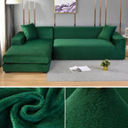 Sectional Sofa Cover Velvet-Look Stretch Fit Machine Washable