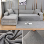 Sectional Sofa Cover Velvet-Look Stretch Fit Machine Washable