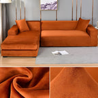Sectional Sofa Cover Velvet-Look Stretch Fit Machine Washable