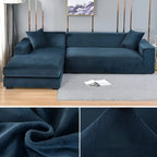 Sectional Sofa Cover Velvet-Look Stretch Fit Machine Washable