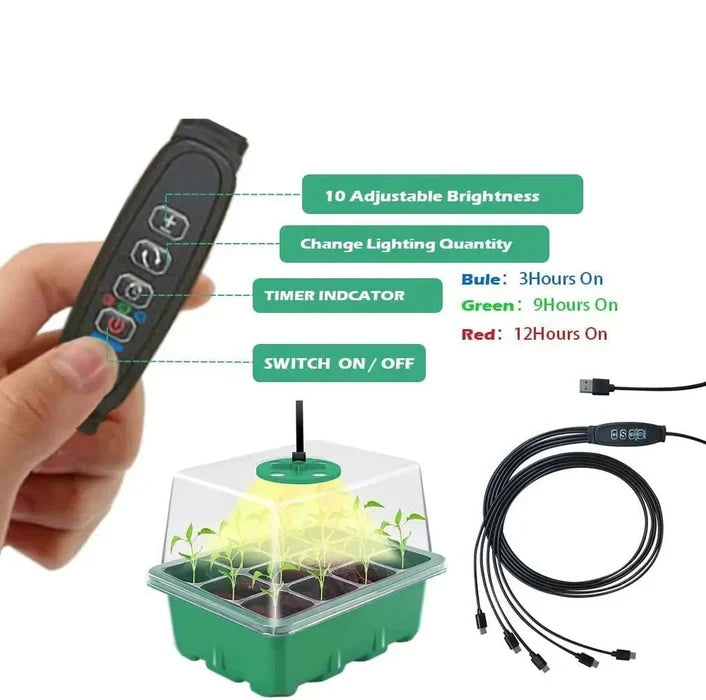Seed Starter Tray Full Spectrum Grow Light Raised Dome