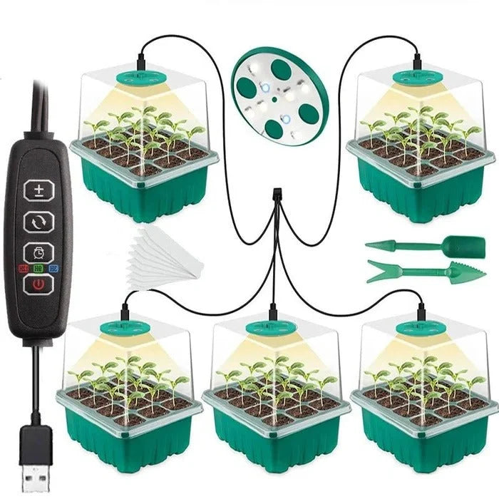 Seed Starter Tray Full-Spectrum Light Raised Dome Durable PVC