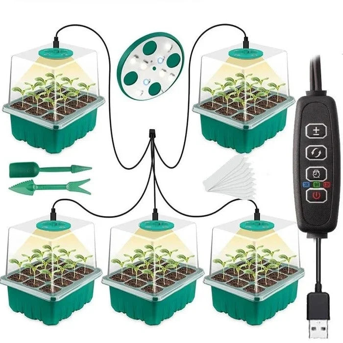 Seed Starter Tray Full-Spectrum Light Raised Dome Durable PVC