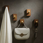 Self-Adhesive Natural Wood Wall Hook Organizer