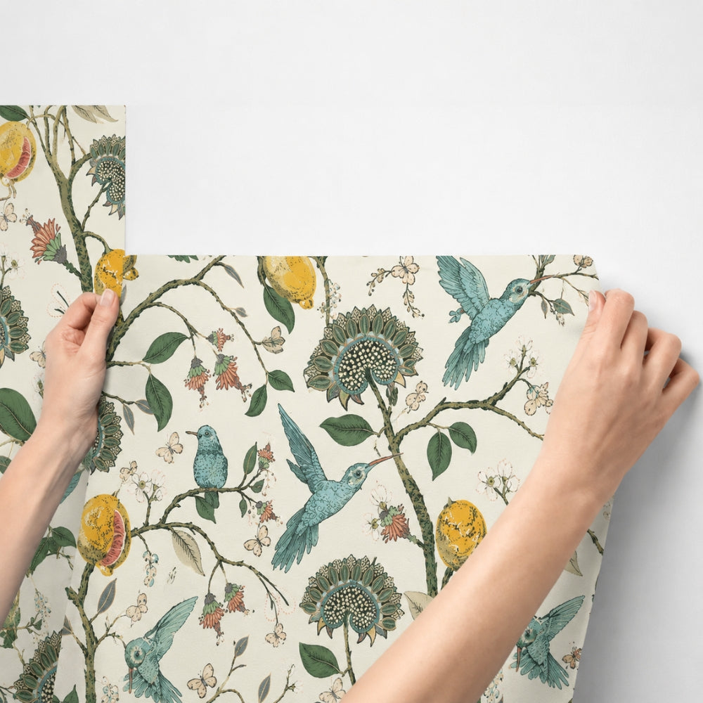 Self-Adhesive Removable PVC Wallpaper (Lemon & Bluebird, 18 x 118 cm)