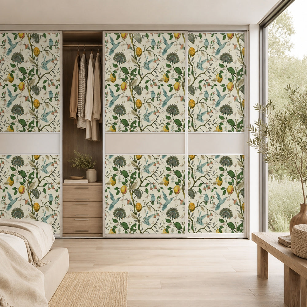 Self-Adhesive Removable PVC Wallpaper (Lemon & Bluebird, 18 x 118 cm)