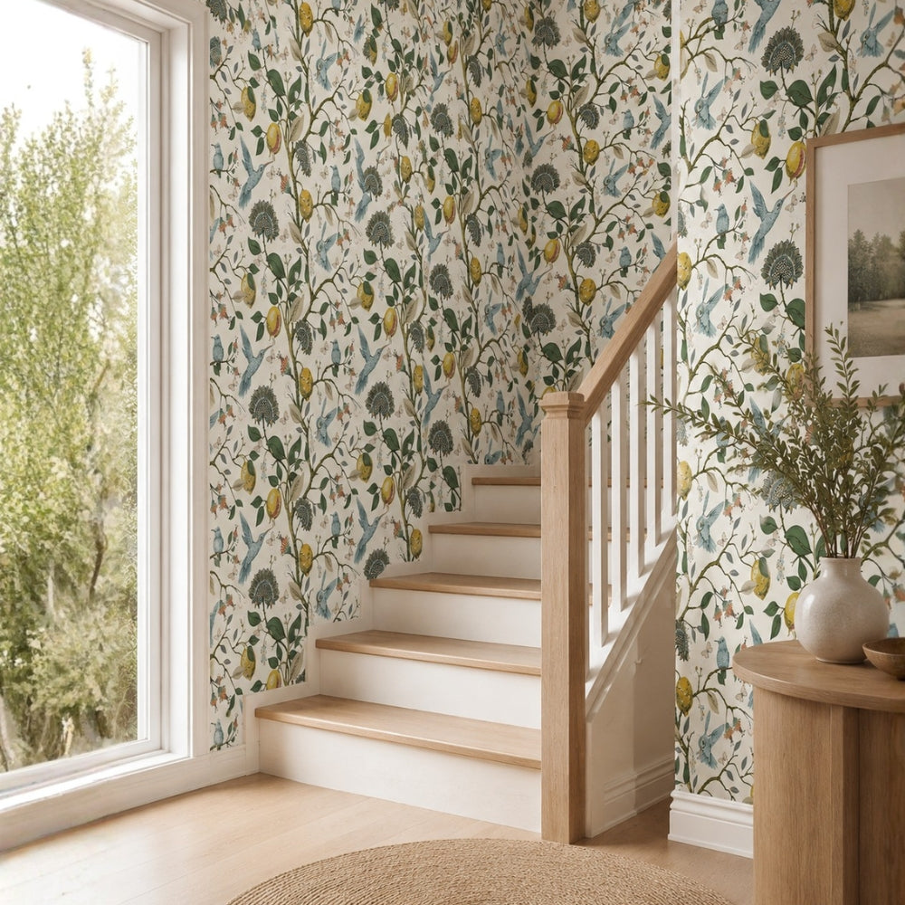Self-Adhesive Removable PVC Wallpaper (Lemon & Bluebird, 18 x 118 cm)
