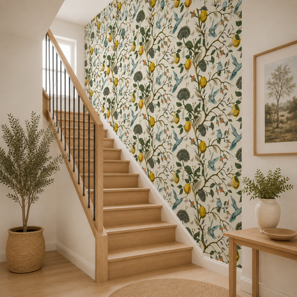 Self-Adhesive Removable PVC Wallpaper (Lemon & Bluebird, 18 x 118 cm)