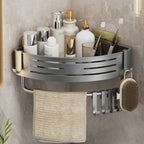 Self-Adhesive Rust-Resistant Aluminum Corner Shower Rack