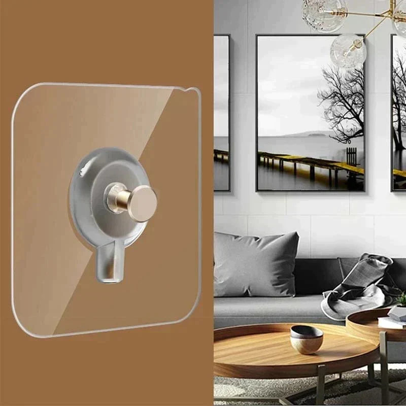 Self-Adhesive Wall Hooks Stainless Steel No-Trace Adhesive 22 lb