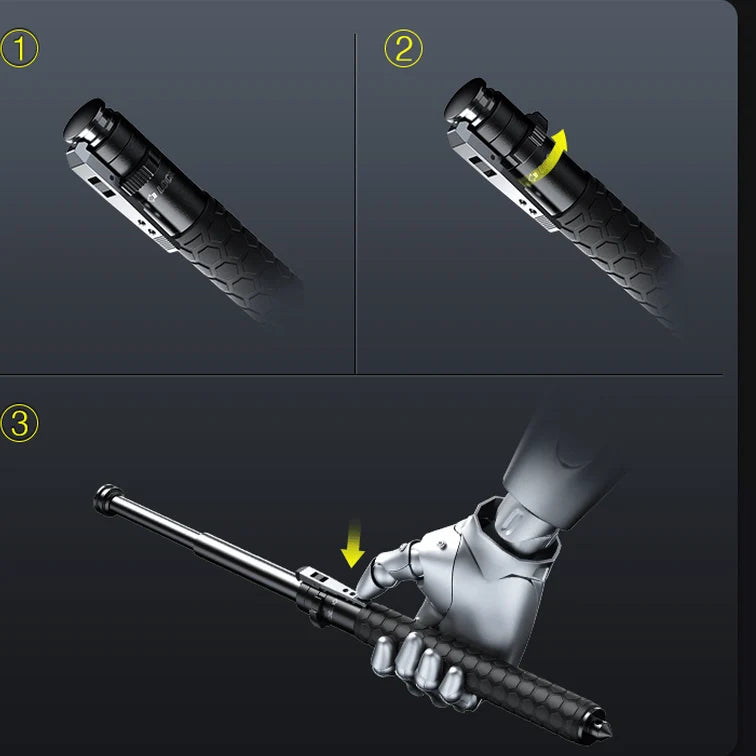 Self-Defense Cane Telescopic One-Click Alloy Steel Anti-Slip Handle