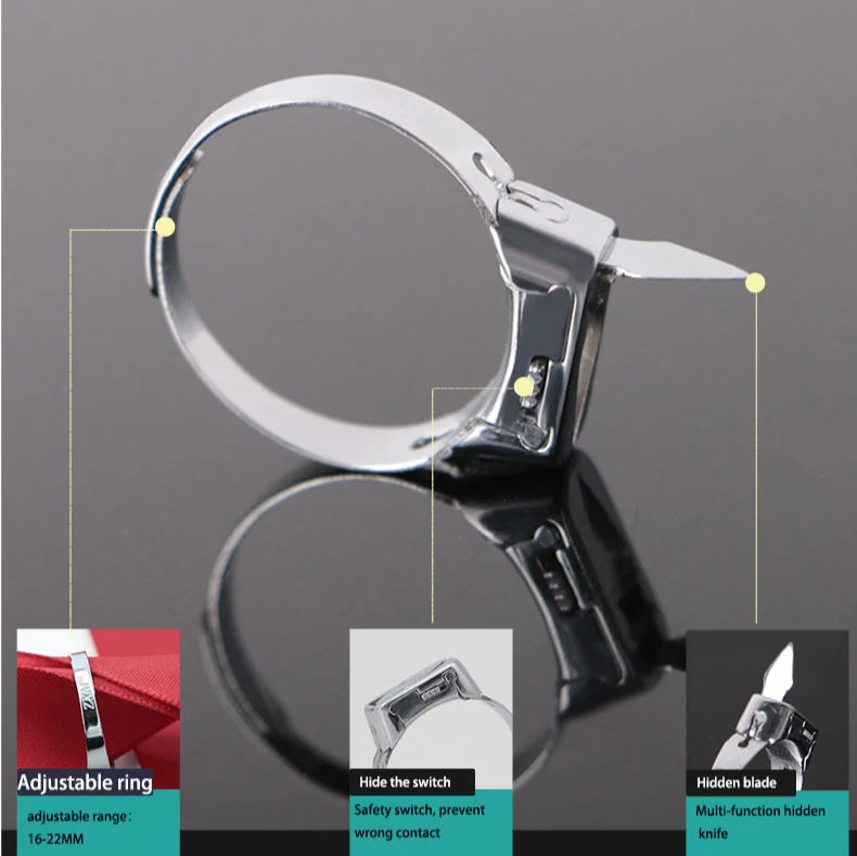 Self-Defense Ring Concealed Deployable Blade Stainless Steel