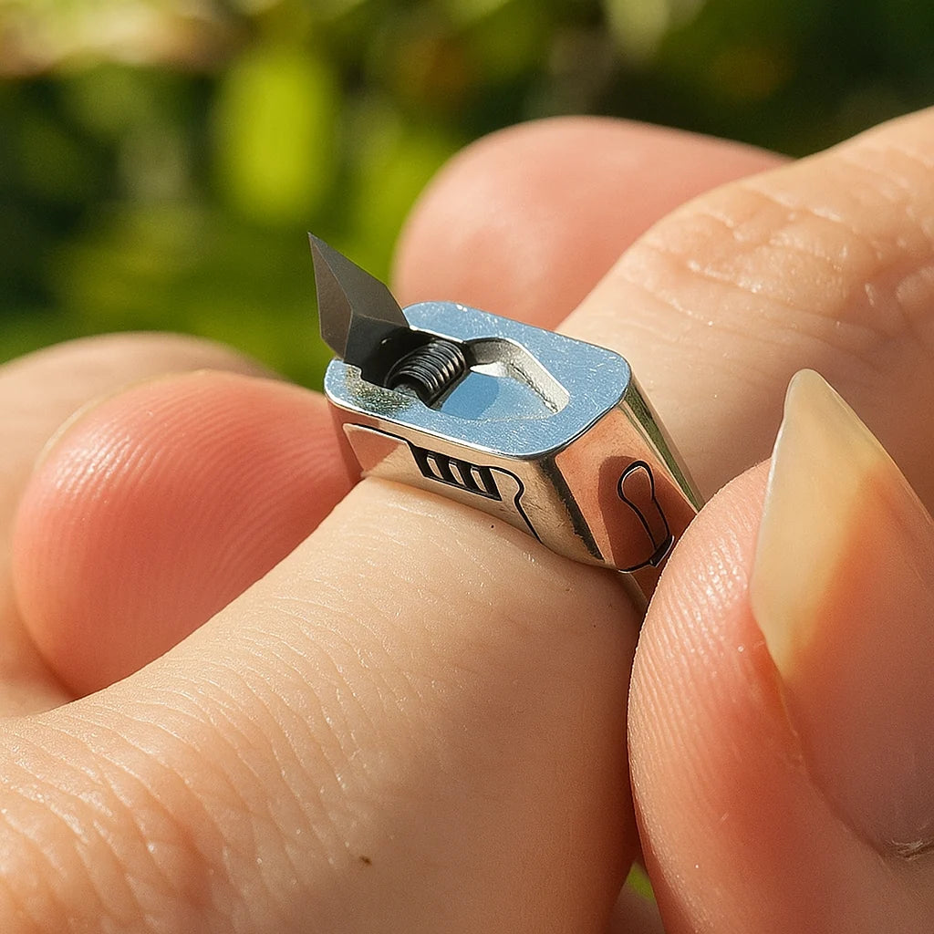 Self-Defense Ring Concealed Deployable Blade Stainless Steel