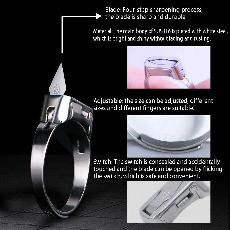 Self-Defense Ring Concealed Deployable Blade Stainless Steel