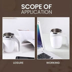 Self-Stirring Mug Push Button Double-Walled Stainless Steel Interior
