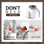 Self-Stirring Mug Push Button Double-Walled Stainless Steel Interior