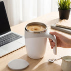 Self-Stirring Mug Push Button Double-Walled Stainless Steel Interior