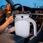 Self-Stirring Mug Push Button Double-Walled Stainless Steel Interior