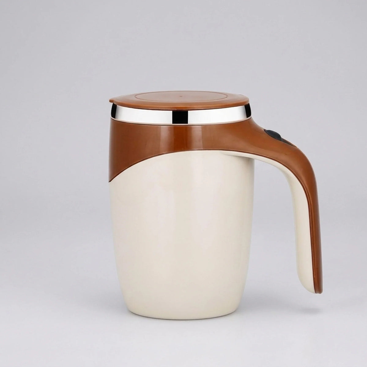 Self-Stirring Mug Push Button Double-Walled Stainless Steel Interior