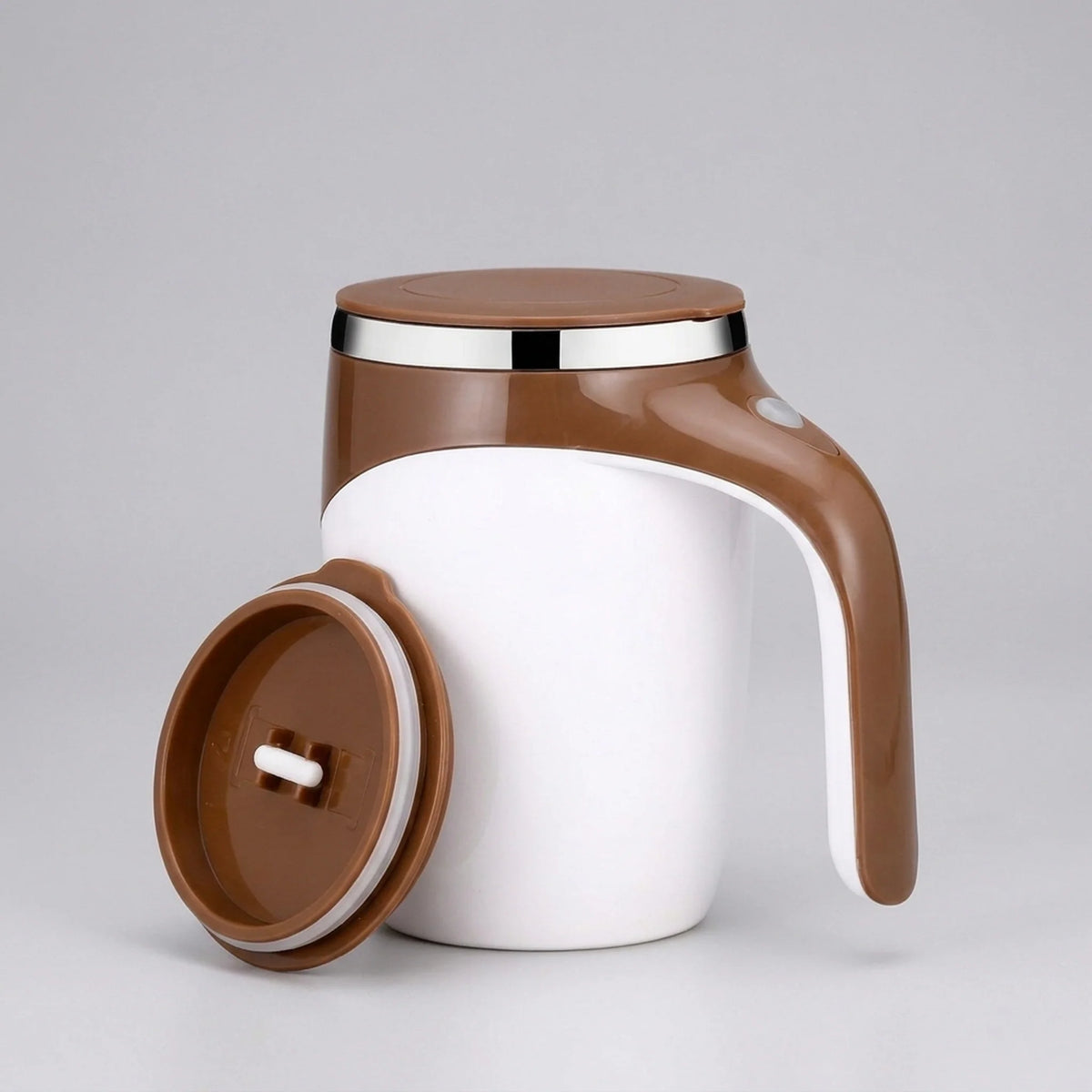 Self-Stirring Mug Push Button Double-Walled Stainless Steel Interior