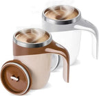 Self-Stirring Mug Push Button Double-Walled Stainless Steel Interior