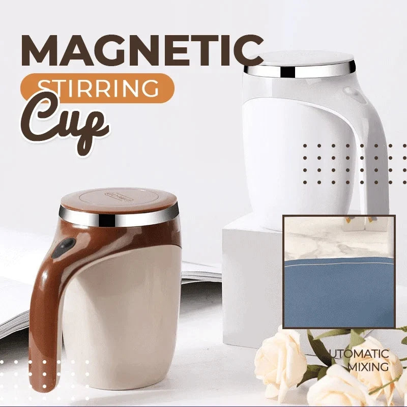 Self-Stirring Mug Push Button Double-Walled Stainless Steel Interior