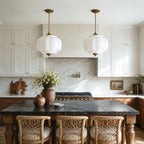 Semi-Flush Ceiling Light Antique Brass Ribbed Green Glass