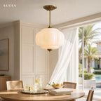 Semi-Flush Ceiling Light Antique Brass Ribbed Green Glass