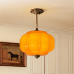 Semi-Flush Ceiling Light Antique Brass Ribbed Green Glass
