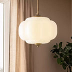 Semi-Flush Ceiling Light Antique Brass Ribbed Green Glass
