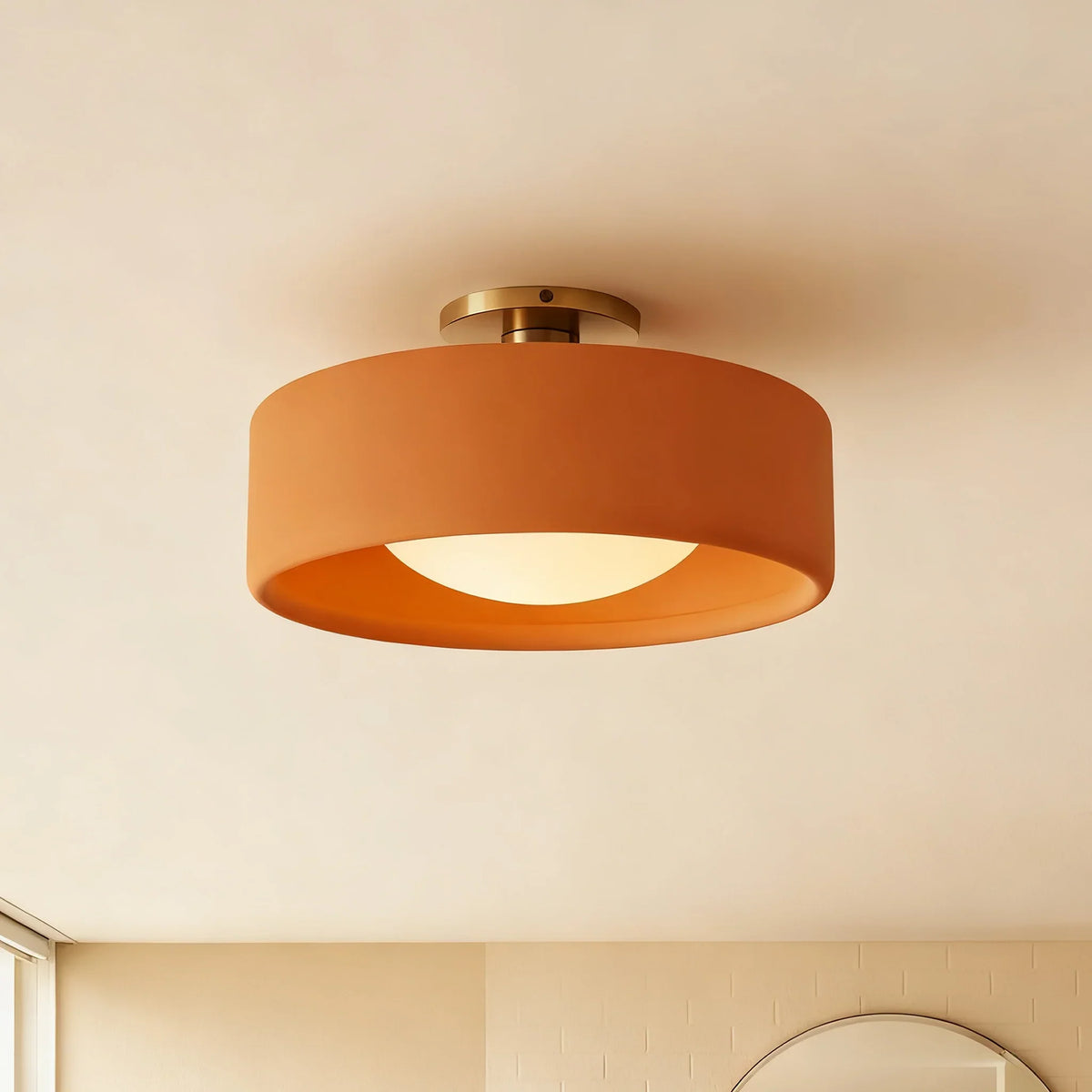 Semi-Flush Ceiling Light Glazed Porcelain Shade