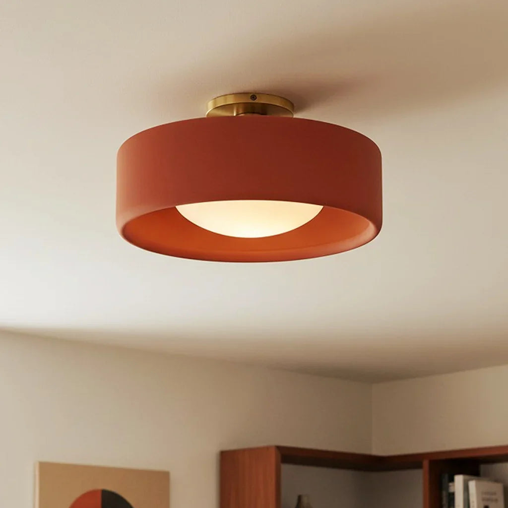 Semi-Flush Ceiling Light Glazed Porcelain Shade
