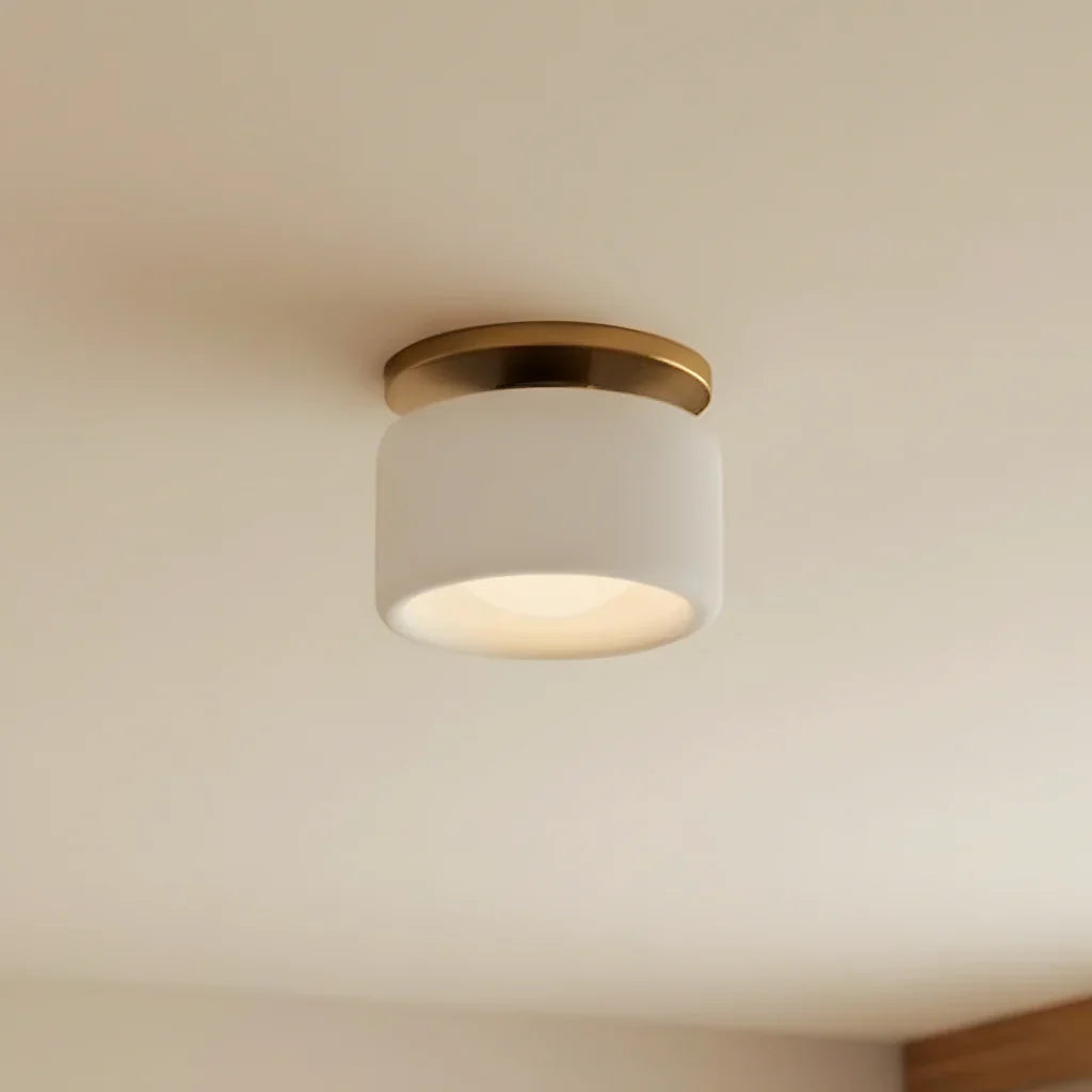 Semi-Flush Ceiling Light Glazed Porcelain Shade
