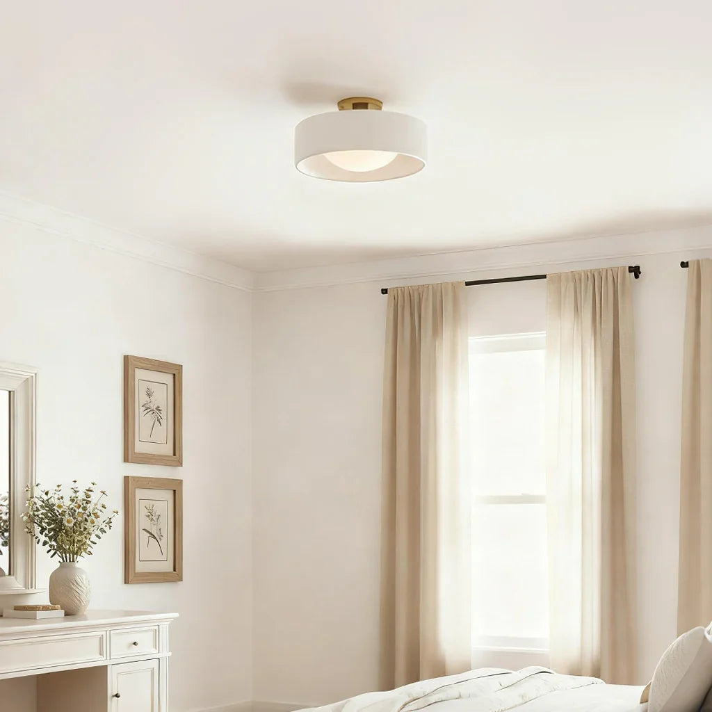 Semi-Flush Ceiling Light Glazed Porcelain Shade